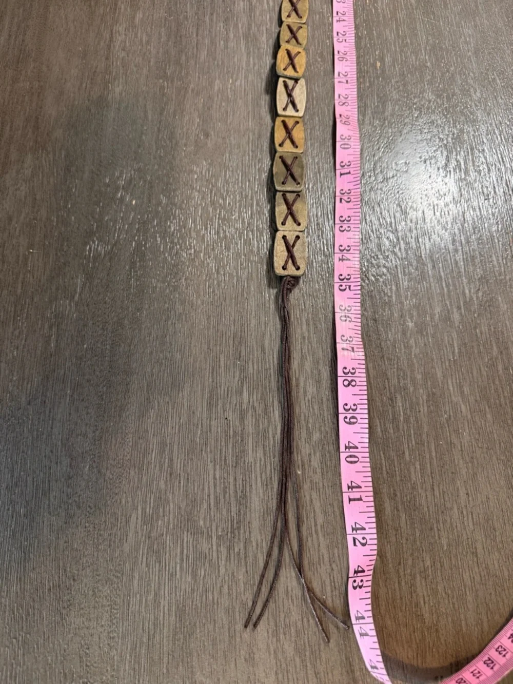 Vintage Boho Wooden Block Woven Tied Belt Fringe
